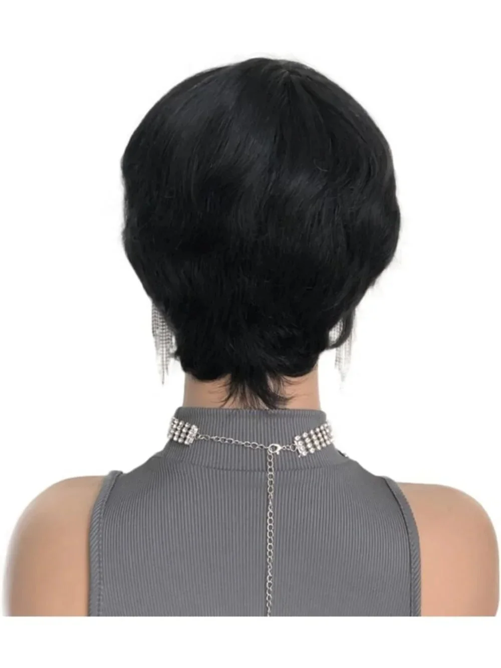 180% Density Burgundy Highlight Pixie Cut Wig - Glueless Human Hair for Daily